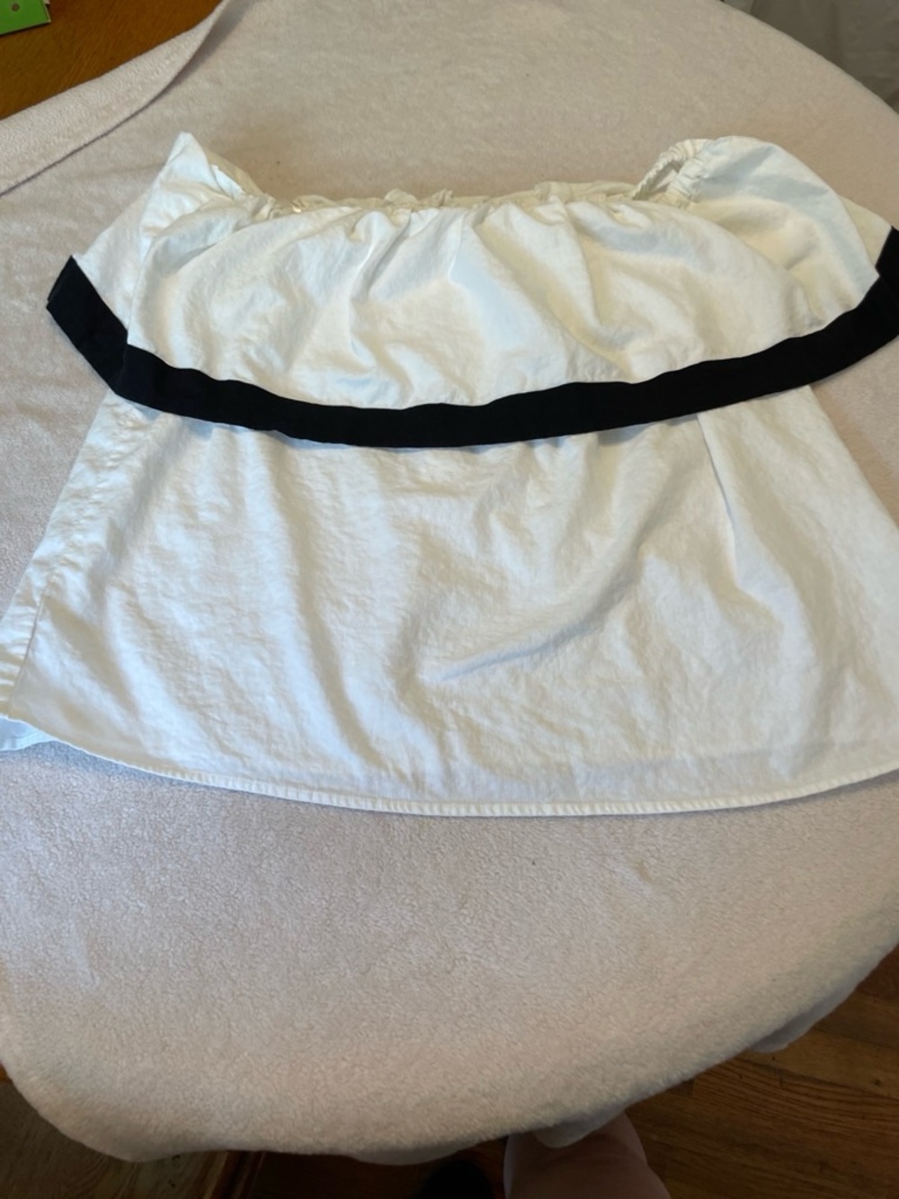 LOFT White Off-Shoulder Top with Black Band